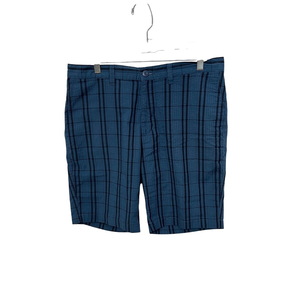 Patagonia Seersucker Shorts Mens 34 Blue Plaid Organic Cotton Blend Hiking